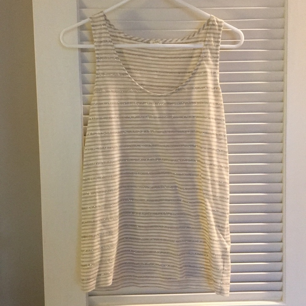 Jcrew White tan sequin tank top